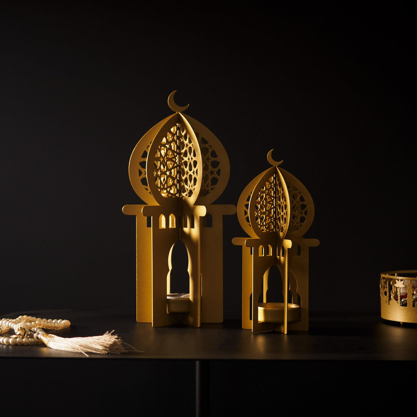 Metal Islamic Candle Holder Set of 2 - WAMH157